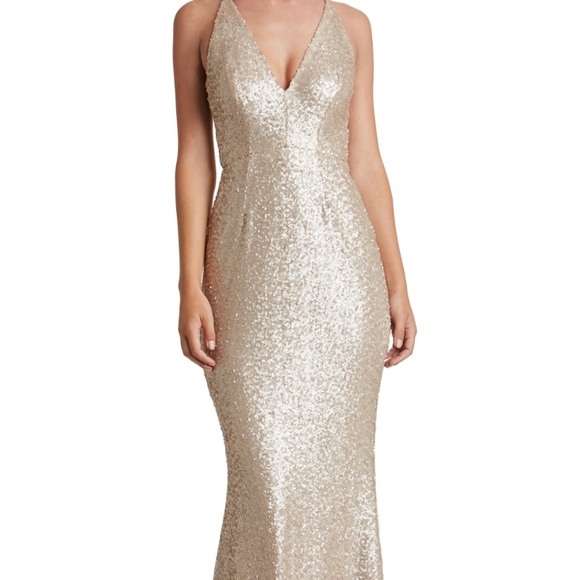 Dress The Population Harper Dress in Pale Blush Holiday Gown - Picture 4 of 8